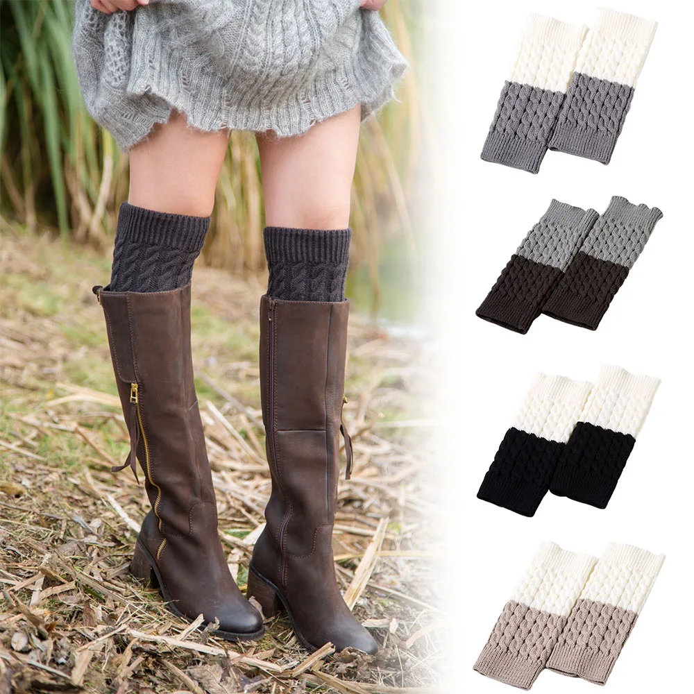 Женские зимние гетры двухцветные вязаные носки для ботинок|socks sock|socks colorsocks warmer |
