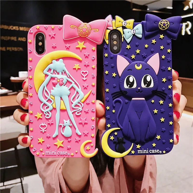 Для iphone XS милый Сейлор Мун прекрасный силиконовый чехол для 8plus 6 6S 6splus 7 7plus 8 X Luna Cat