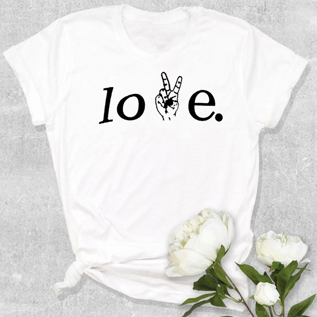 

New Kawaii Love Gestures Printed Girl's Tops Summer Humor Cotton Harajuku Tshirt Plus Size Tumblr Graphic Tees Women Befree