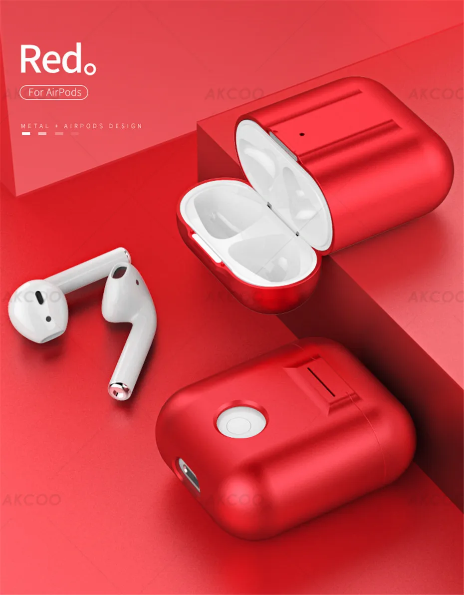 Магнитные Металлические Чехлы Akcoo для AirPods, ультра легкий противоударный чехол для AirPods 1 2, оболочка с силиконовым шнурком