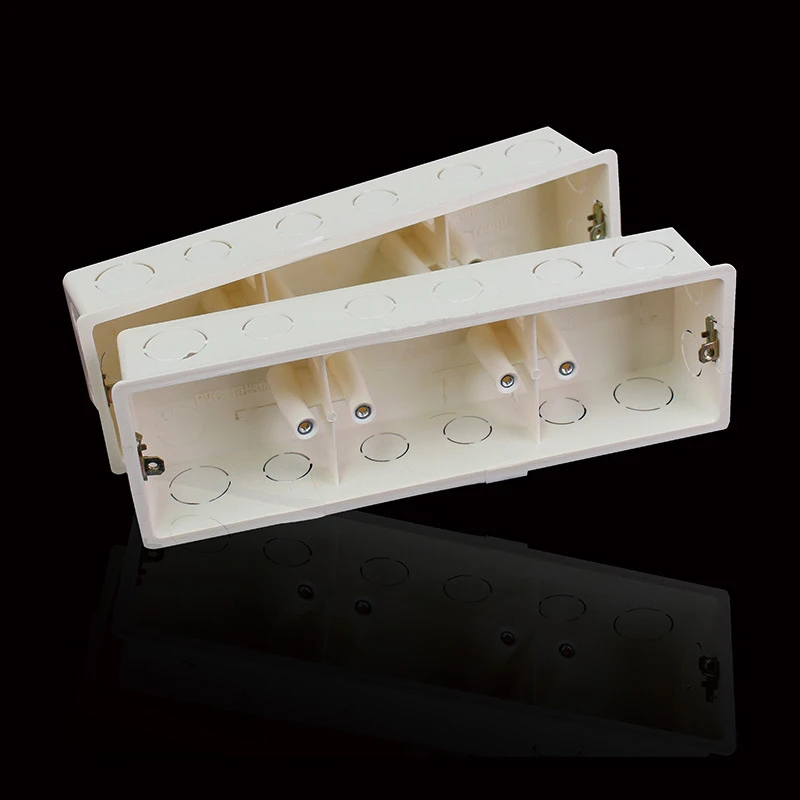 4pcs Universal Concealed Bottom Box Grey White 3-Gang Junction Square Cassette Dark |