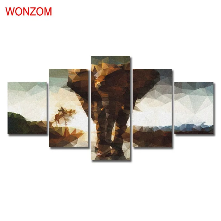 Картина в виде слона 5 шт. настенный художественный постер абстрактные настенные