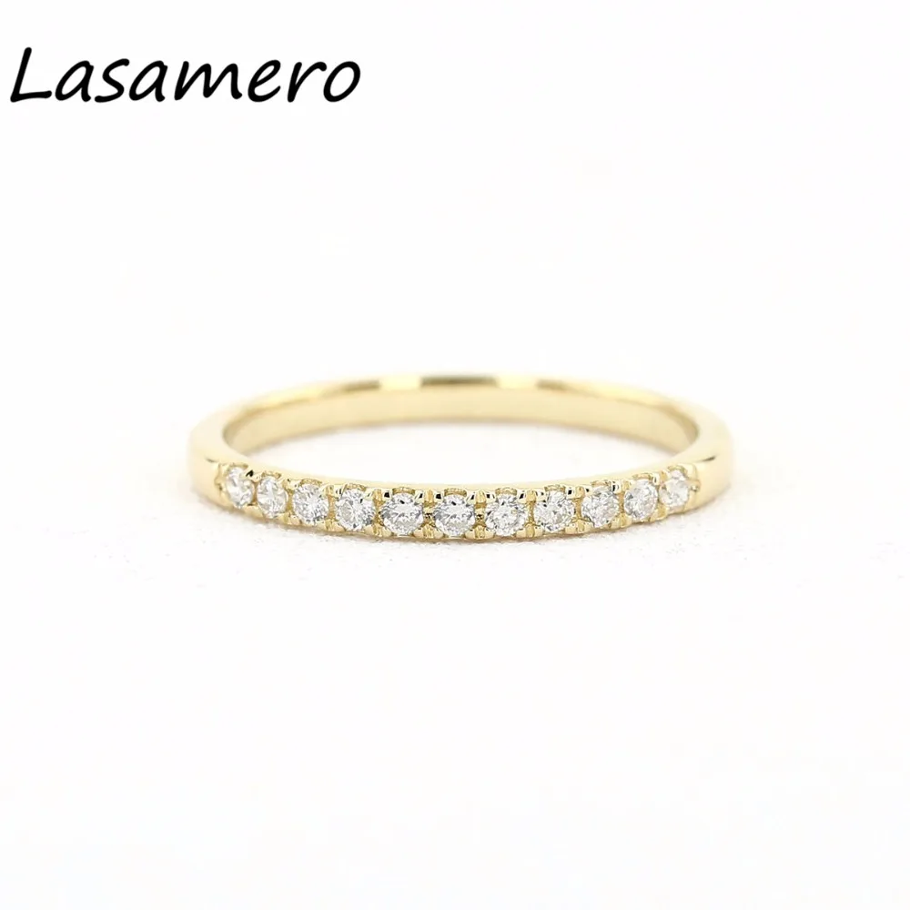LASAMERO 0.25CTW круглый бриллиант 14k золото Половина Вечности 11 камней помолвка