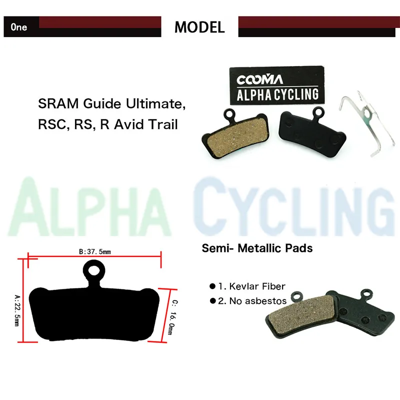 Велосипедные дисковые Тормозные колодки для SRAM Guide RSC, RS, R, Avid Trail дисковый тормоз, Черная смола, 4 пары
