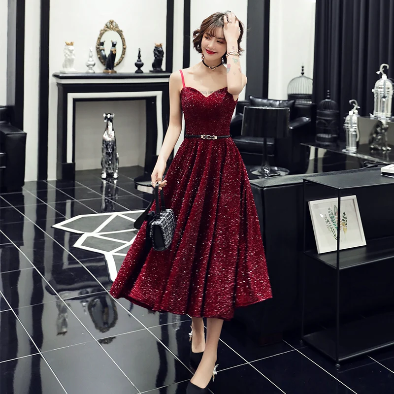 2021 Vestido De Festa Новый дизайн сексуальное Официальное Платье бордовое милое длинное
