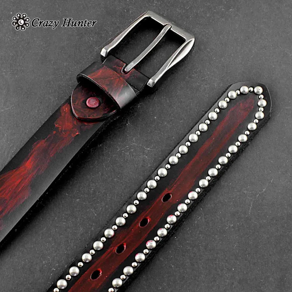 Западная Мода Bling шипованные рок панк кожаный ремень для мужчин/женщин