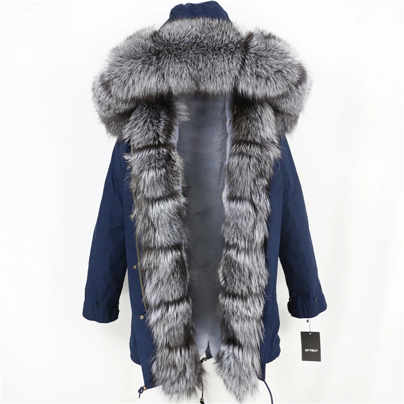 OFTBUY длинная парка, пальто с натуральным мехом, зимняя куртка для женщин, Воротник из натурального Лисьего меха, Толстая теплая брендовая Роскошная Съемная уличная одежда