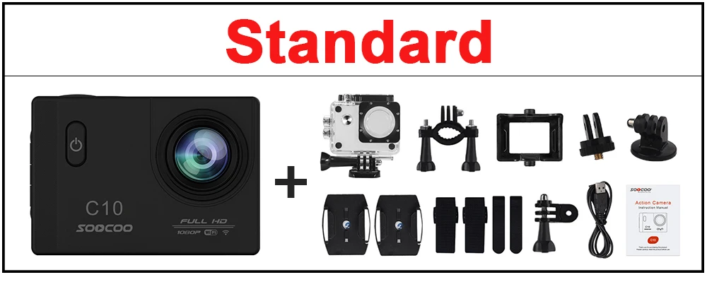 Новинка SOOCOO C10 Full-HD спортивная Экшн-камера NOVATEK96655 с Wifi cam 1080p 12MP 170 градусов широкоугольный объектив водонепроницаемый 900mah