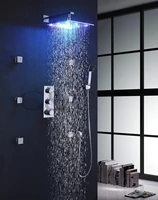 with thermostatic mixer valve 12 inch led 7 colors rainfall shower head massage spray jets thermostatic shower set 007 12 2c