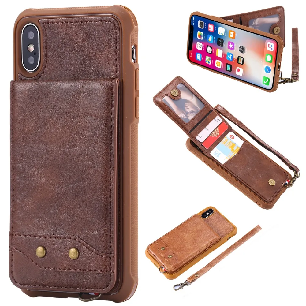 Вертикальный кожаный чехол-книжка для iphone XS Max XR X 8 plus 7 6 чехол с подставкой и