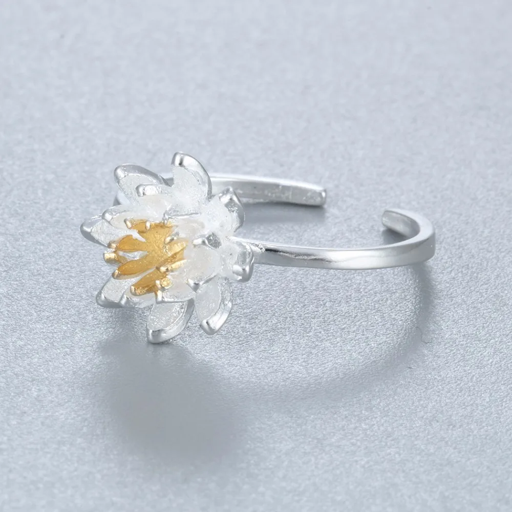 Kinitial Симпатичные Посеребренная Цветы хризантемы кольцо для женщин Регулируемый