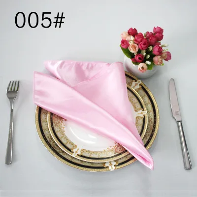pink NP003 дешевые, сделанные на заказ, много цветов, свадебные, 40 см* 40 см, красный, бордовый, зеленый, белый, слоновая кость, синий, желтый, фиолетовый, атласная Салфетка для стола - Цвет: pink