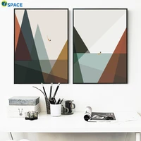 cartoon mountain sea swimmer nordic posters and prints wall art canvas painting geometric wall pictures for living room decor