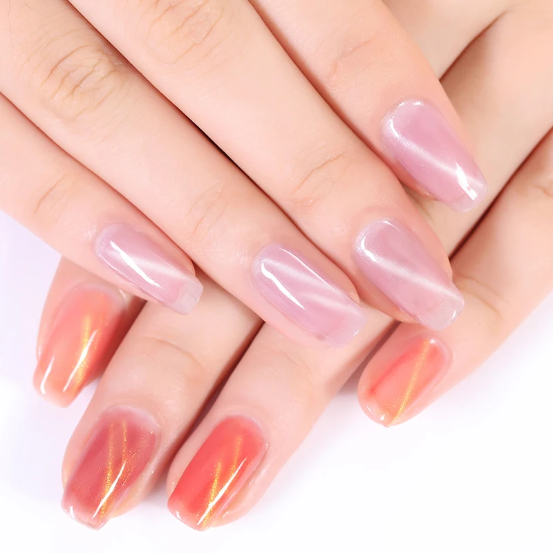 Гель лак для ногтей BORN PRETTY Розовый с эффектом кошачий глаз полупрозрачный