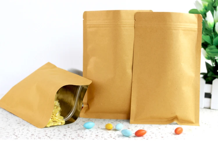 6x8cm Kraft Paper Packaging Bag Food Flat Zipper Small paper Zip 300pcs/lot | Дом и сад