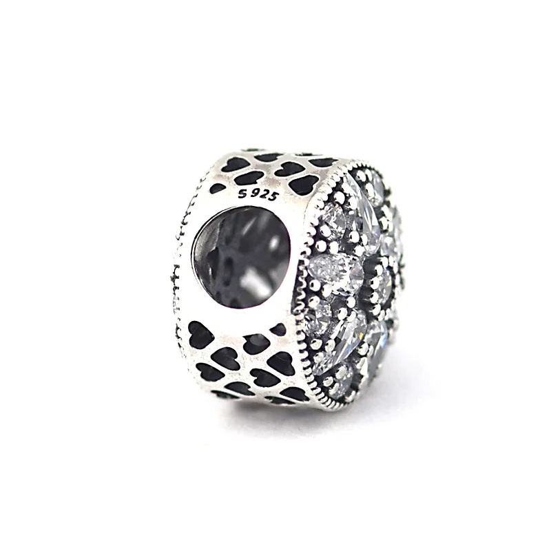 

Fits Brand Charms Bracelet 925 Sterling Silver Beads Beautiful Zircon Transparent Snow DIY Fashion Jewelry Wholesale FL296