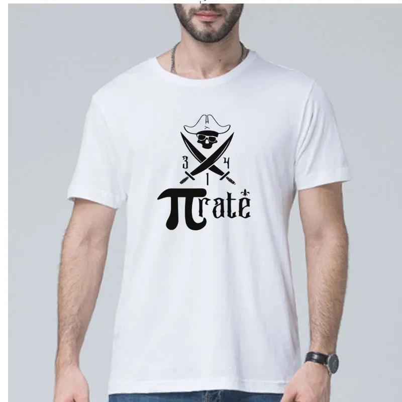 

Pirate T Shirt Pi Funny Skull Pure Cotton Geek Tshirt Punk Style Breathable Personality T-shirt