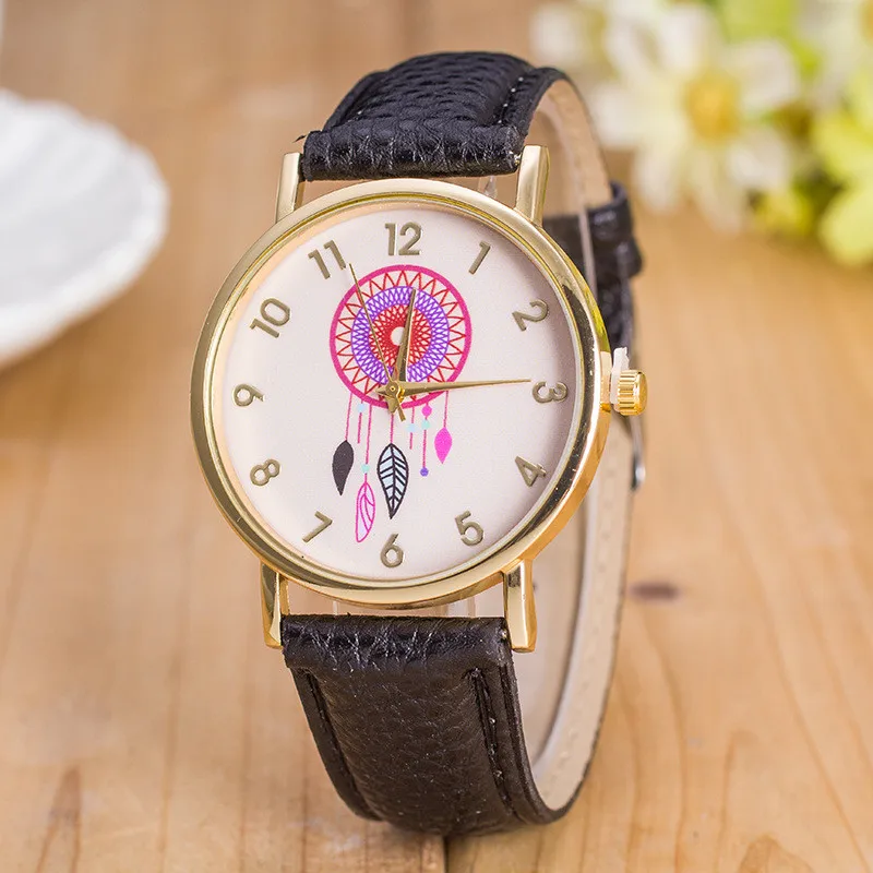 9 цветов МОДНЫЕ ЖЕНСКИЕ НАРЯДНЫЕ часы кварцевые с рисунком Ловца снов relojes mujer