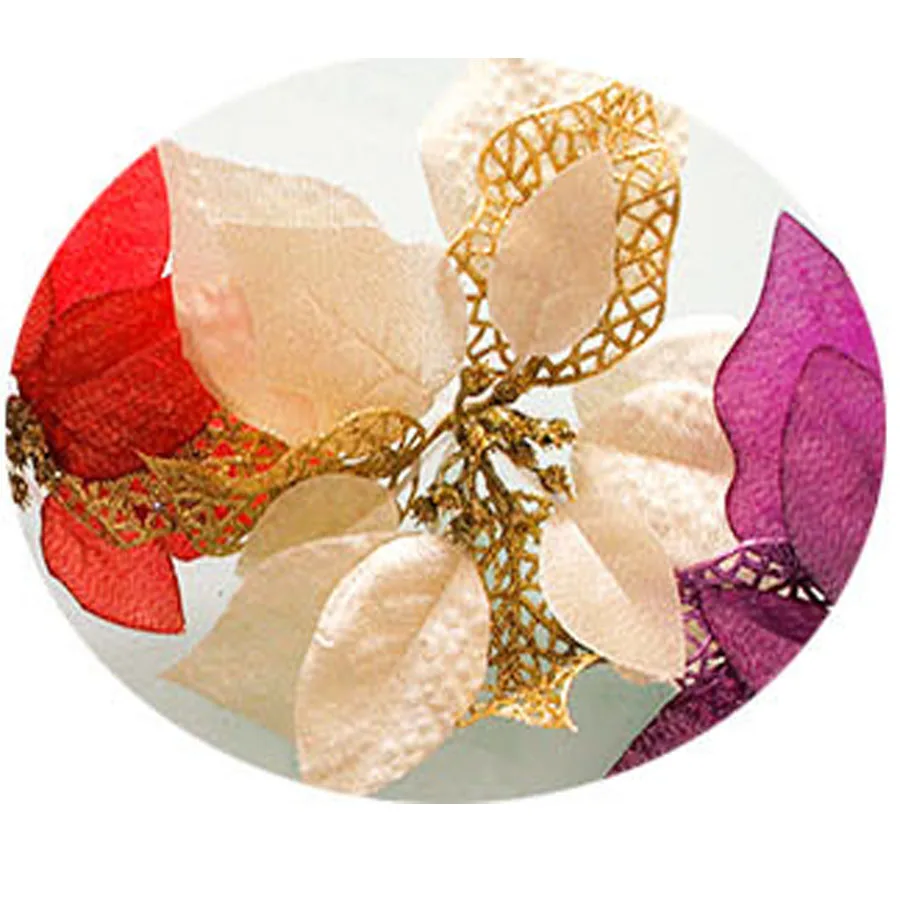 10PCS/LOT 22cm Christmas Flower Tinsel Decoration 4Color For Tree Party Weeding Hanging Pendants Ornaments |