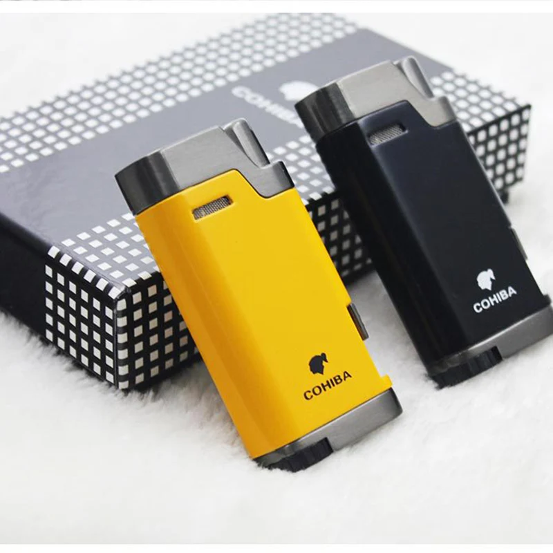 Cohiba 2 факел Jet Flame ветрозащитная Зажигалка для сигарет с дырокол подарочная