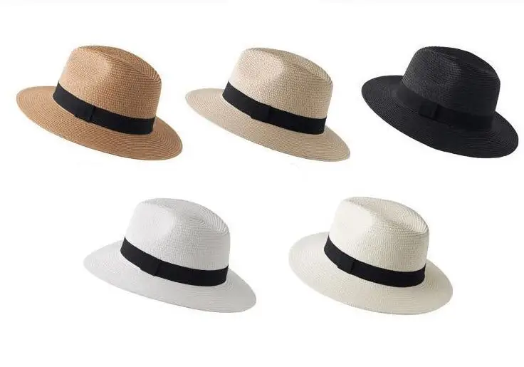 Винтажная Панама шляпа мужская соломенная фетровая Мужская Солнцезащитная шляпа Женская Летняя Пляжная Шляпа Козырек Кепка Классная мягкая фетровая шляпа в джазовом стиле шляпа сомбреро