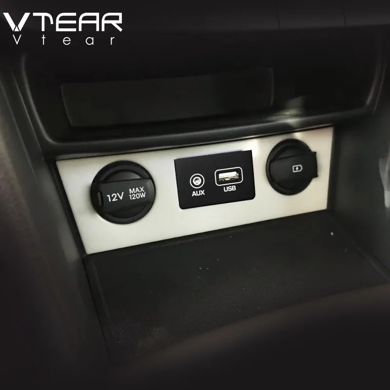 Vtear для Hyundai Kona Encino 2018 2019 хромированная крышка прикуривателя USB порт отделка