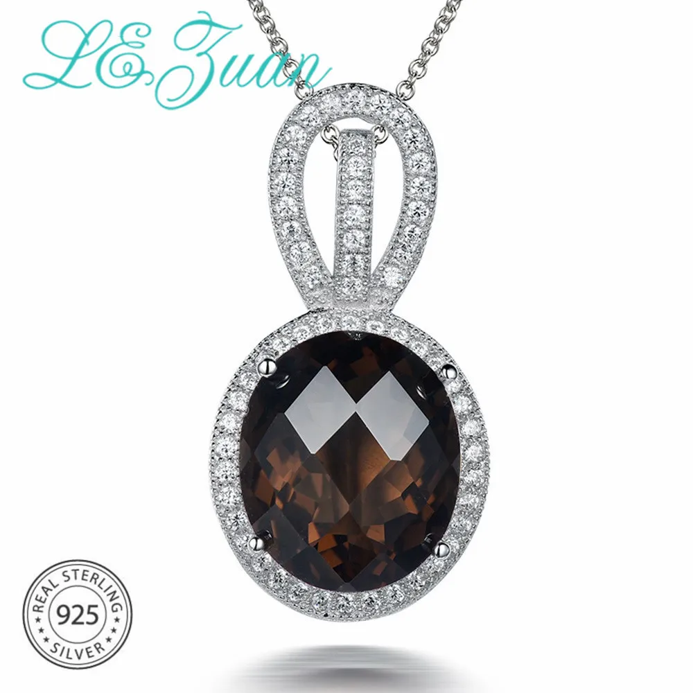 L & zuan Изящные натуральные 8ct дымчатые кварцевые кулоны для женщин из