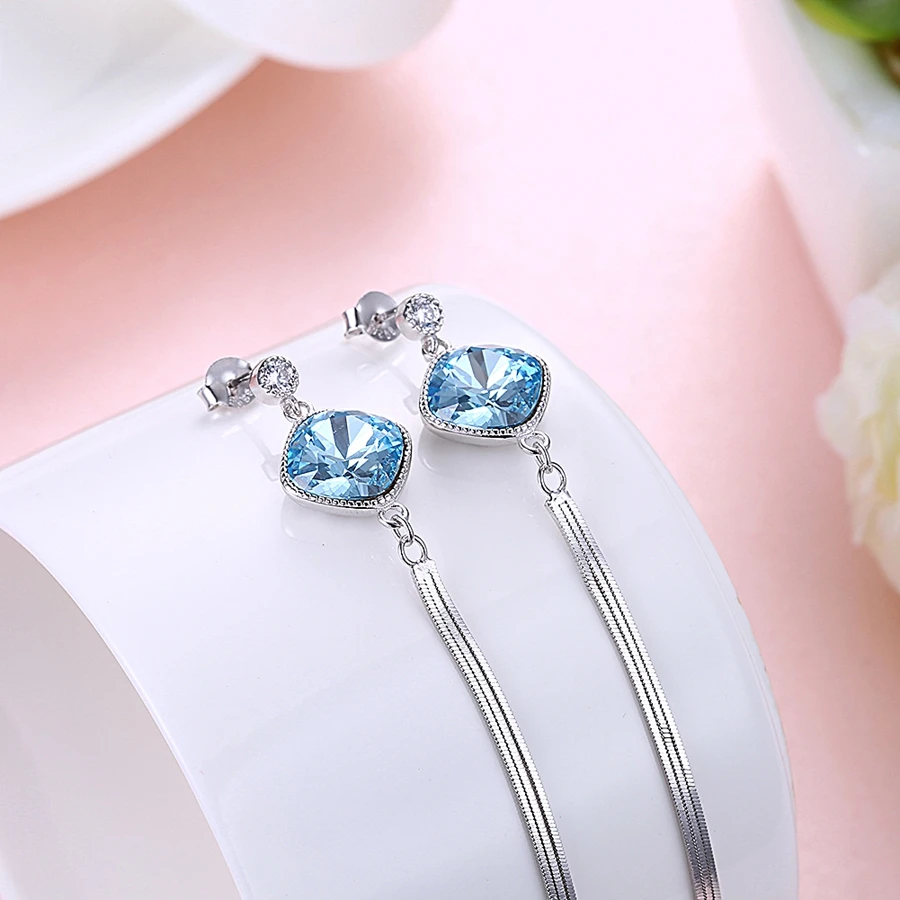 MALANDA Кристалл от Swarovski Висячие серьги для женщин 925 стерлингового серебра висячие