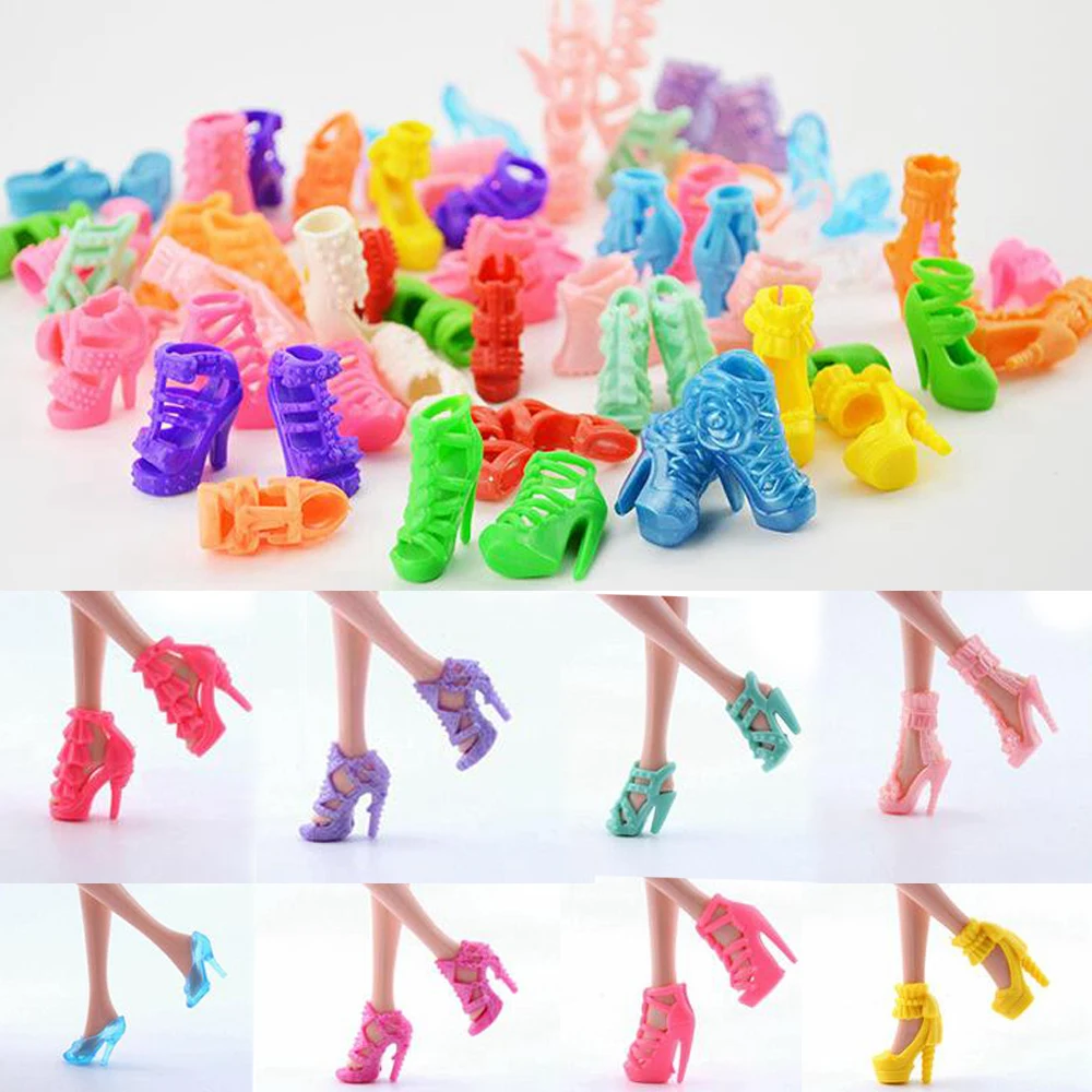 

NK 10 pairs Doll Shoes Fashion Cute Colorful Assorted shoes for Barbie Doll with Different styles High Quality Baby Toy