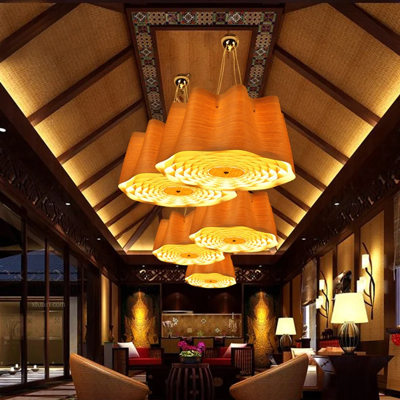 Современная люстра с кольцом для гостиной Хрустальная деревянная Подвесная