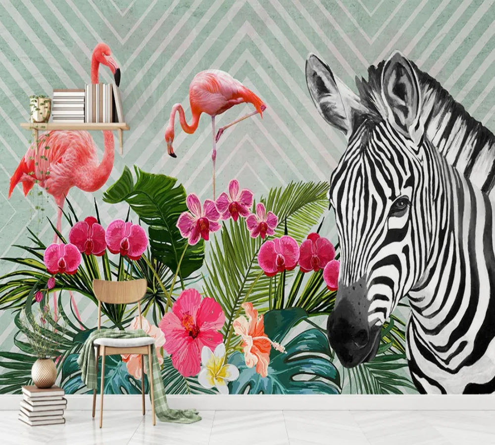 Бесплатная доставка современный минималистский Фламинго Зебра тропические