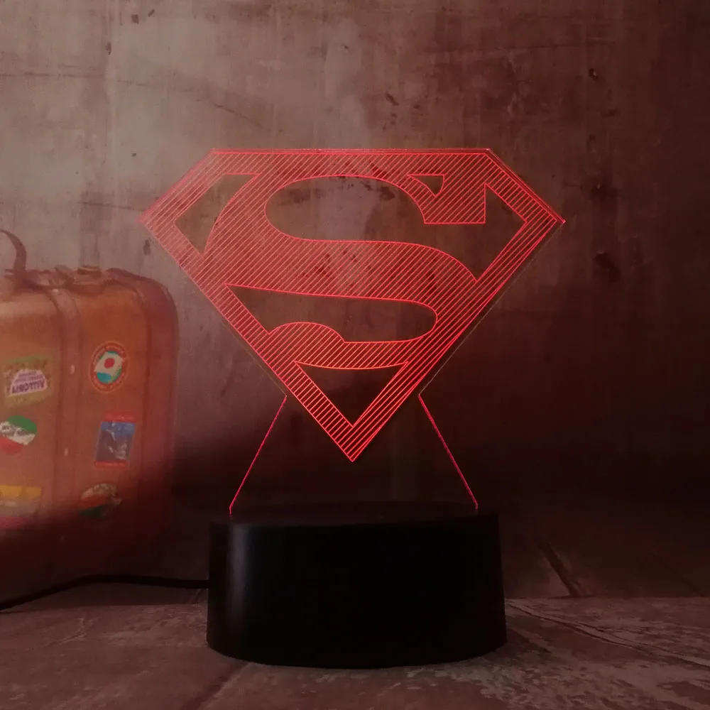 Крутой DC Лига Справедливости Супермен Бэтмен чудо женщина флэш Герой 3D СВЕТОДИОДНЫЙ Ночник светильник декор комнаты рождественский подарок детская игрушка