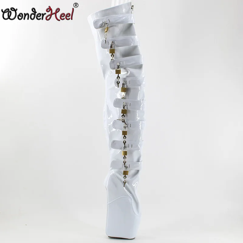 Wonderheel/Новинка Ботфорты на высоком каблуке 7 дюймов с застежкой молнией и