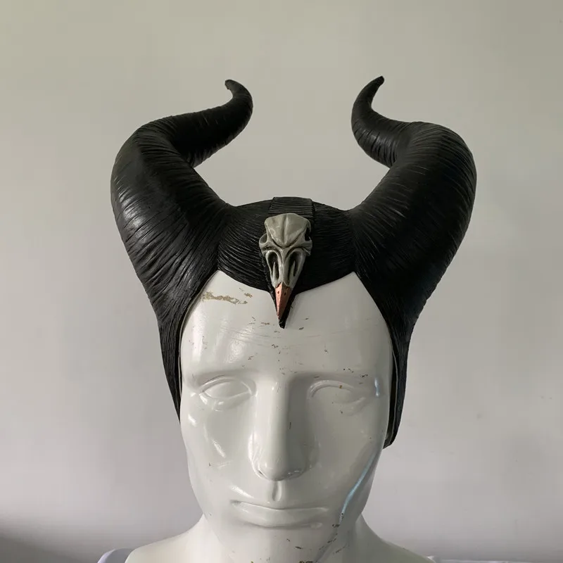 Maleficent рога головной убор для косплея маски Женская Черная Королева латексная Карнавальная маска на Хеллоуин вечерние аксессуары для косплея
