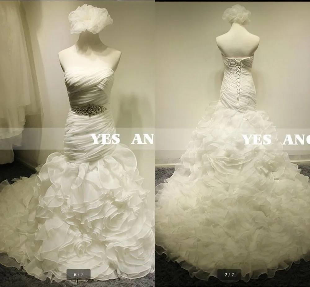 Vestido De Festa белое платье русалки с оборками 2017 свадебное новое без бретелек Милая