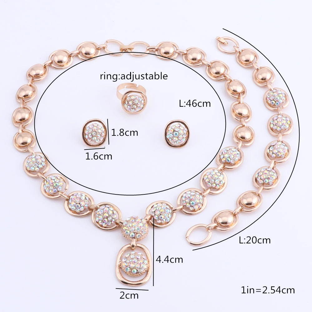 Модный женский золотой цвет AB Кристалл Африка Дубай Свадебная вечеринка