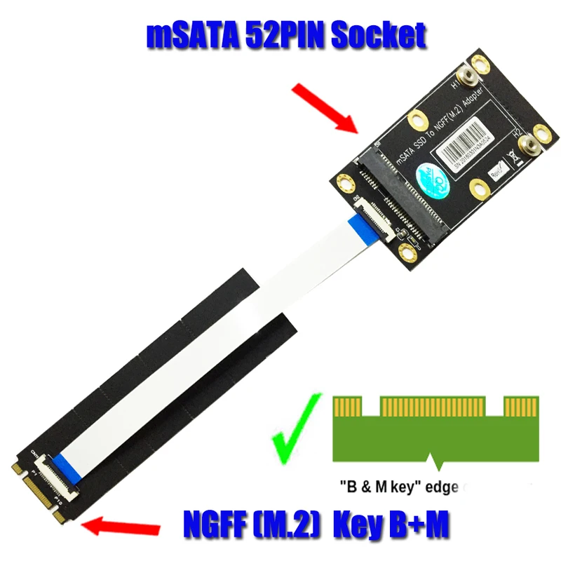 Адаптер mSATA SSD в M.2 NGFF Key B адаптер комплект для конвертера карт с кабелем FFC