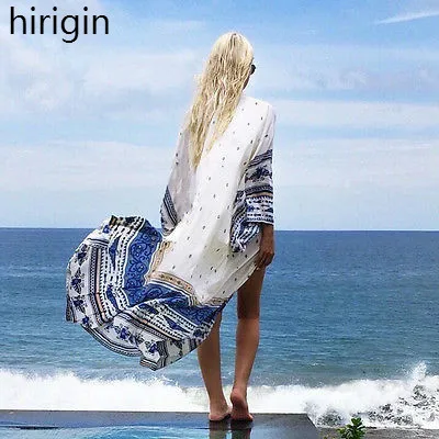 Женский кафтан с принтом купальный костюм одежда для плавания бикини накидка