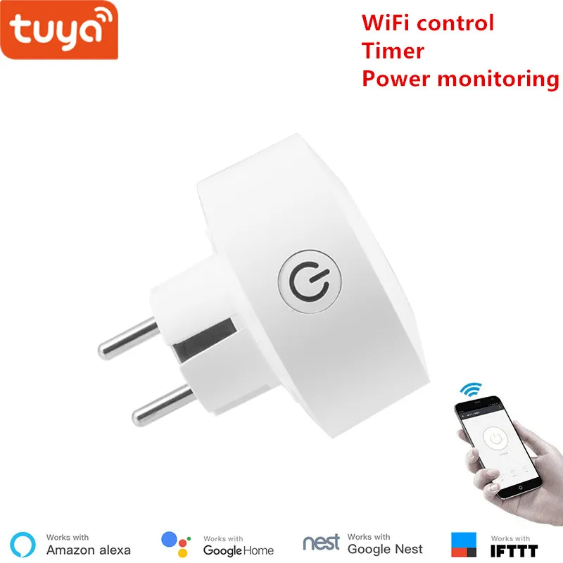 EU power monitoring Tuya EU Wi-Fi розетка беспроводной штекер умный дом переключатель совместим с Google home, и Alexa Голосовое управление - Комплект: EU power monitoring