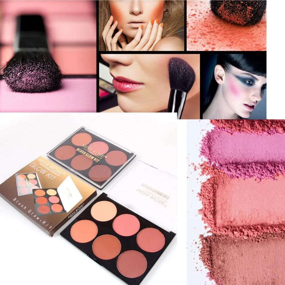 6 палитра теней для макияжа Румяна лица румяна пудры #248353|face blusher|blusher powder paletteblusher |