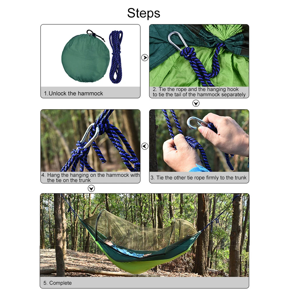 Anti-mosquito Portable Anti-mosquito Automatic Unfolding Hammock Camping Hanging Sleeping Bed Camping Hammock Mesh