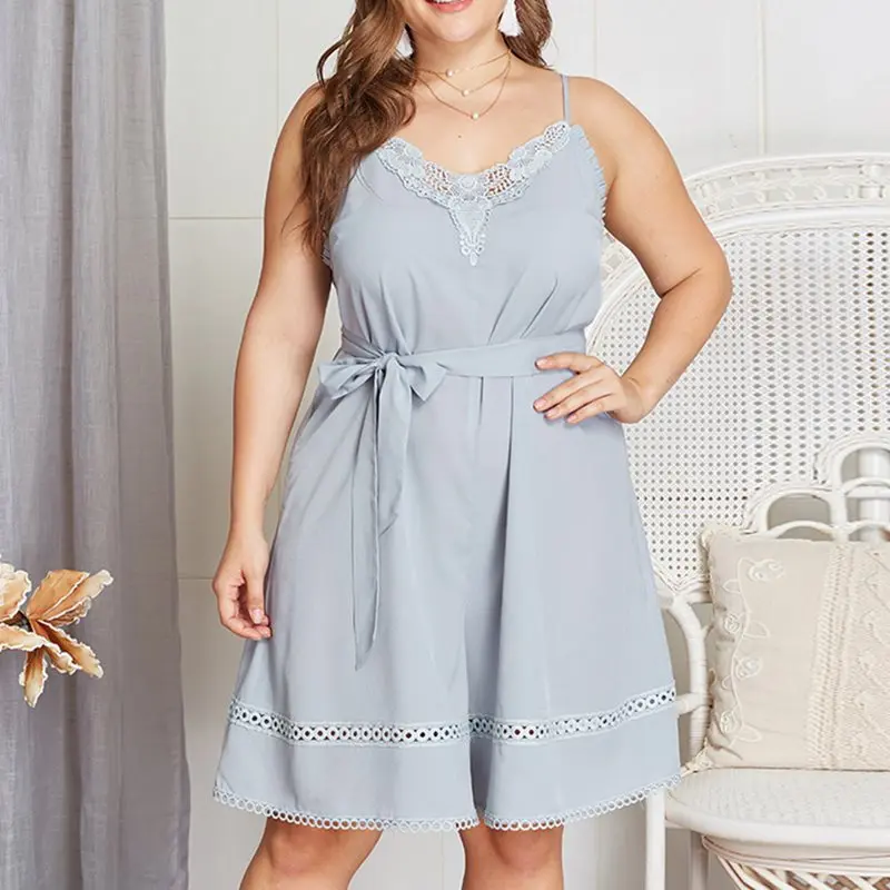 Летний женский комбинезон большого размера с открытой спиной сексуальный