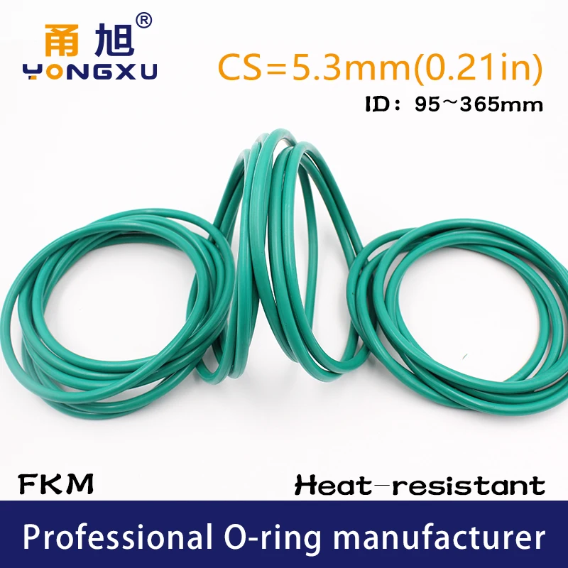 

Fluorine rubber Ring FKM O-ring Seal CS5.3mm ID95/97.5/100/140/355/365*5.3mm O Ring Seal Gasket Oil Ring Sealing Fuel Washer
