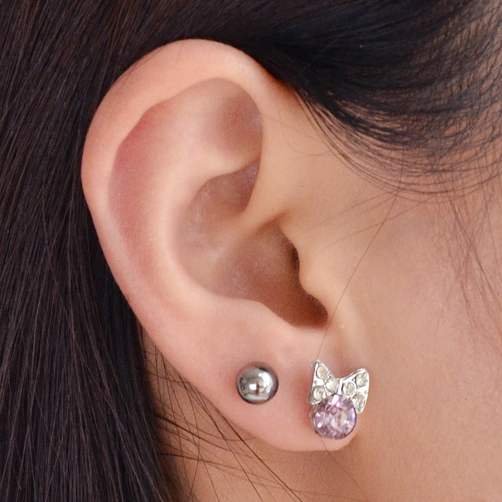 Kayshine 6 Pairs/Set Boho Chic Style Earrings Set Jewelry Silver Color With Rhinestone Star Bowknot Shape Stud | Украшения и