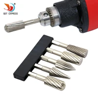 electric grinder hss rotary files burr 5pcs 14 rotary burr set for soft metal plastic wood grinding carving rotary rasp