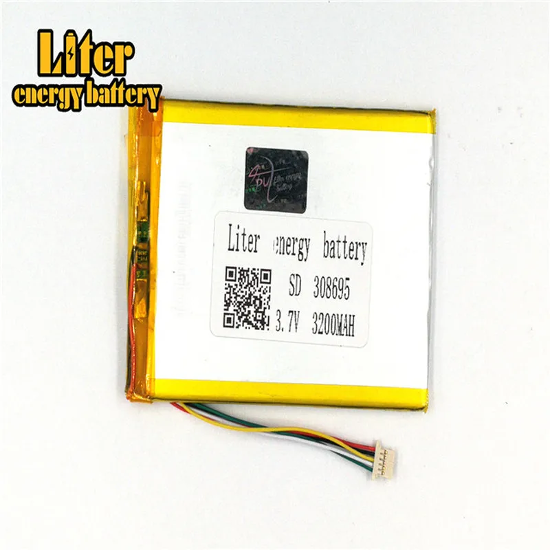 

1.0MM 5pin connector 308695 3.7V 3200mah Tablet PC Battery lipo batteries rechargeable lithium ion polymer