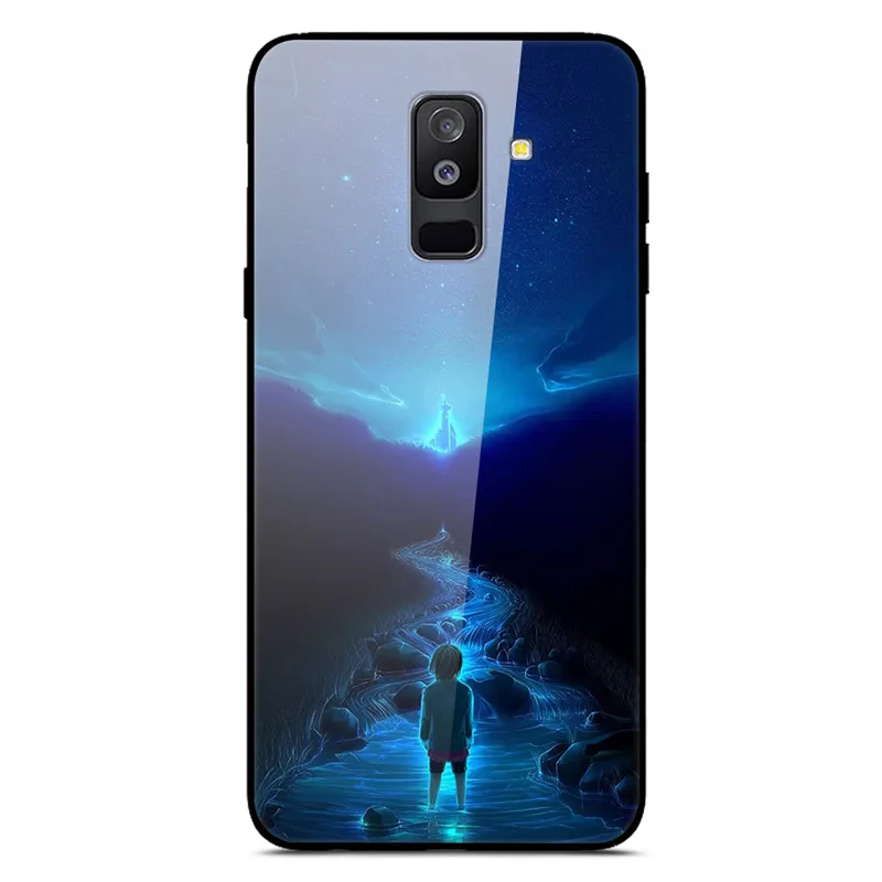 05 Для samsung Galaxy A6 Plus чехол из закаленного стекла с изображением планеты Космос чехол-накладка для samsung A6 Plus A605F+ жесткий чехол из поликарбоната - Цвет: 05