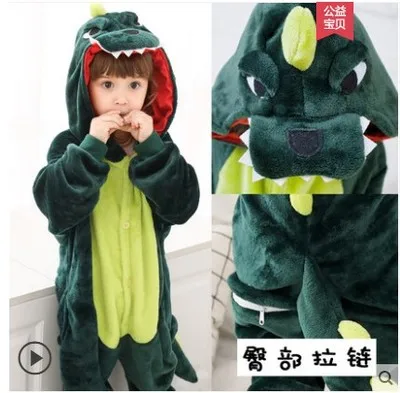 Cartoon dinosaur clothes children animal pajamas lovely coral flannel cartoon boys and girls thickened autumn and winter style i - Цвет: color2