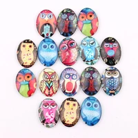 handmade 4 size glass mixed cute owl flatback cameo cabochon domed diy jewelry finding photo pendant setting