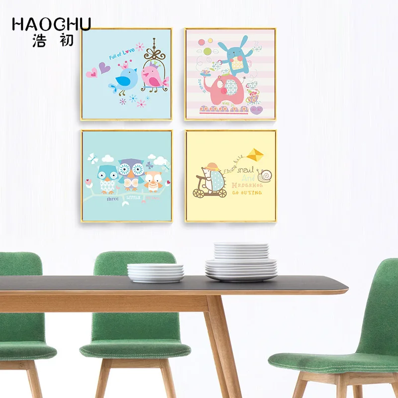 Haochu современный мультфильм слон Кит спальня декоративный настенный плакат холст